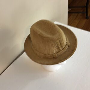 Vintage Dobbs 5th Avenue New York Tan Corduroy Fedora Hat with Feathers 7